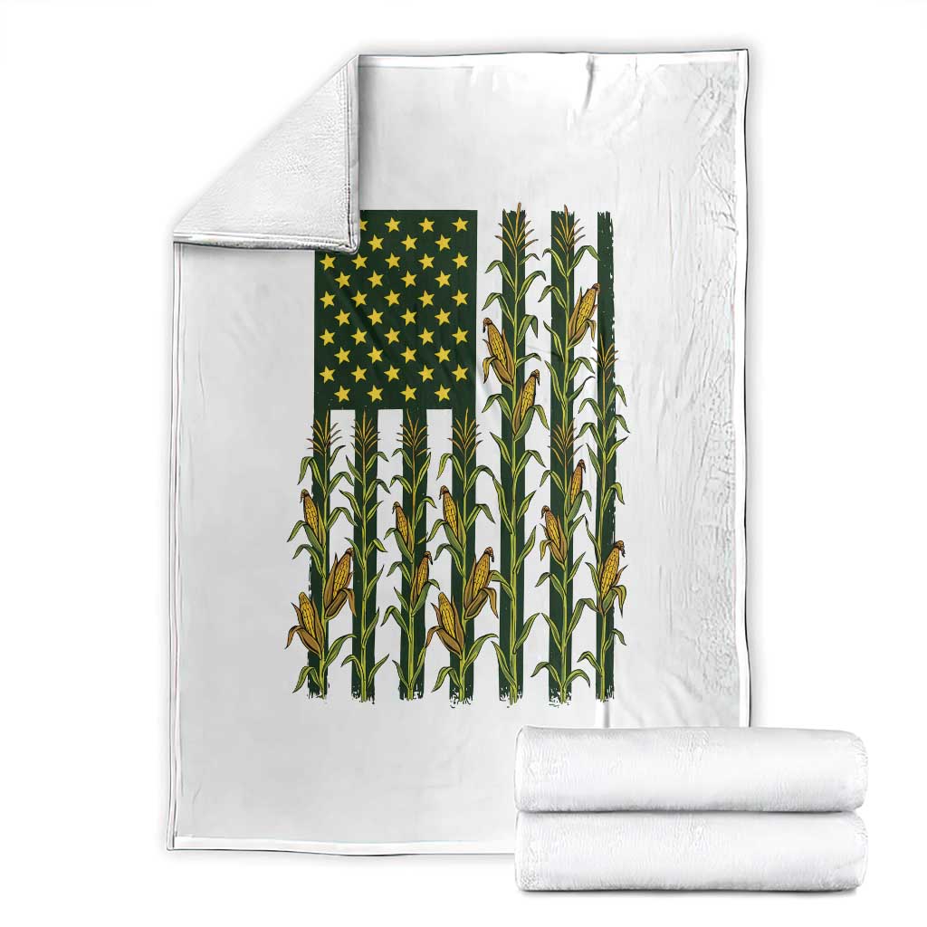 American Flag Corn Farmer Country Agriculture Throw Blanket Vintage Patriotic Harvest TS02 White Print Your Wear