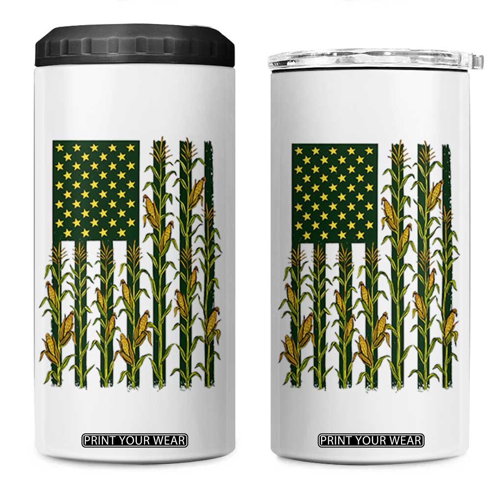 American Flag Corn Farmer Country Agriculture 4 in 1 Can Cooler Tumbler Vintage Patriotic Harvest TS02 One Size: 16 oz White Print Your Wear