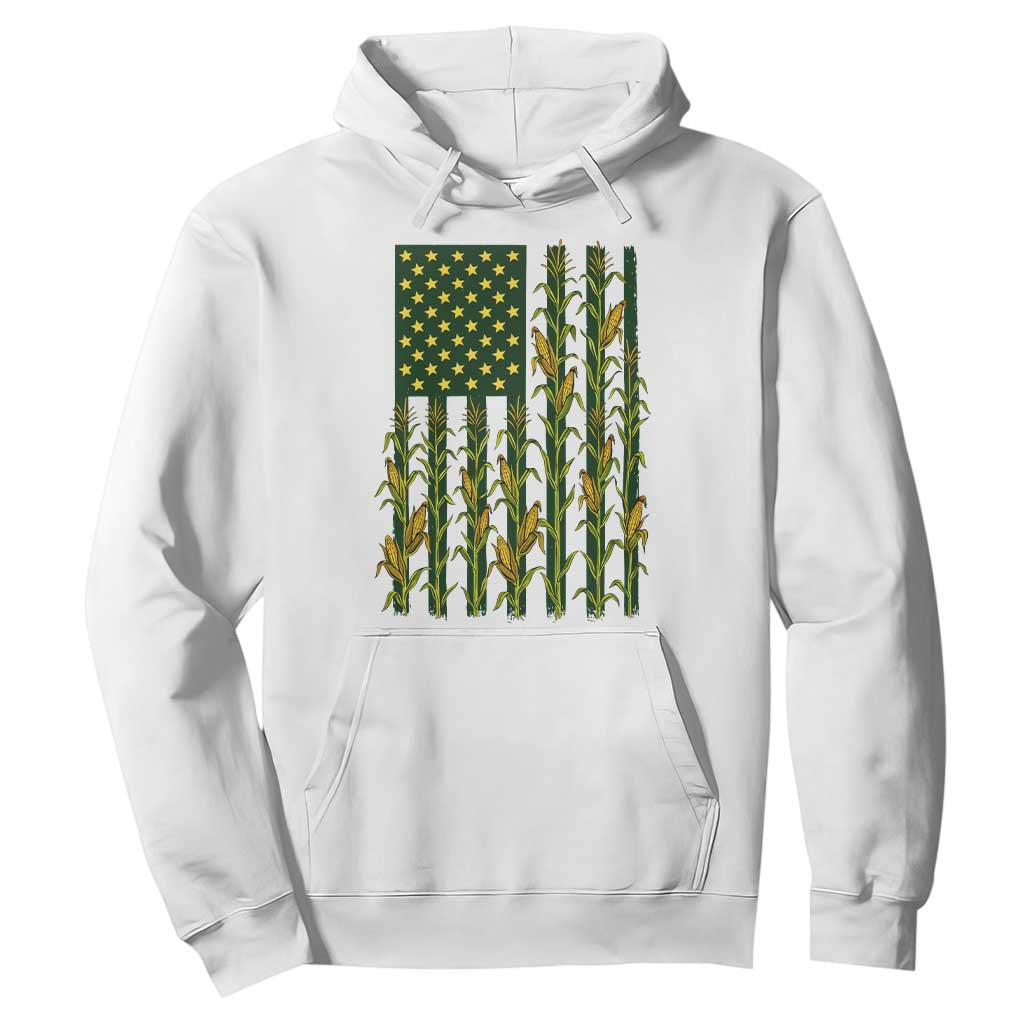 American Flag Corn Farmer Country Agriculture Hoodie Vintage Patriotic Harvest TS02 White Print Your Wear