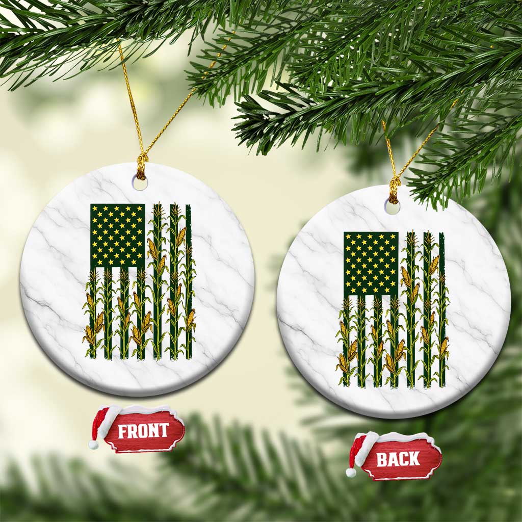 American Flag Corn Farmer Country Agriculture Ceramic Ornament Vintage Patriotic Harvest TS02 1pc White Marble Print Your Wear