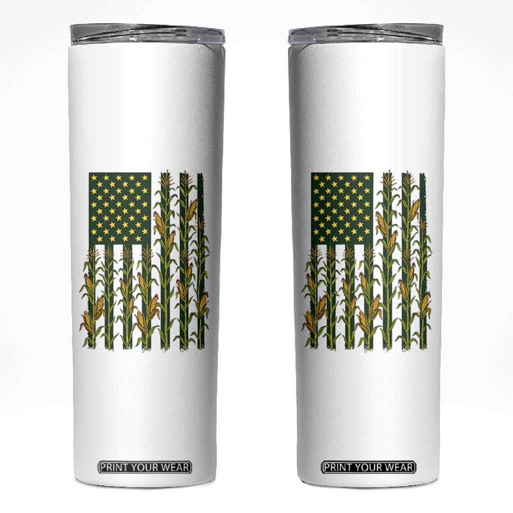 American Flag Corn Farmer Country Agriculture Skinny Tumbler Vintage Patriotic Harvest TS02 White Print Your Wear