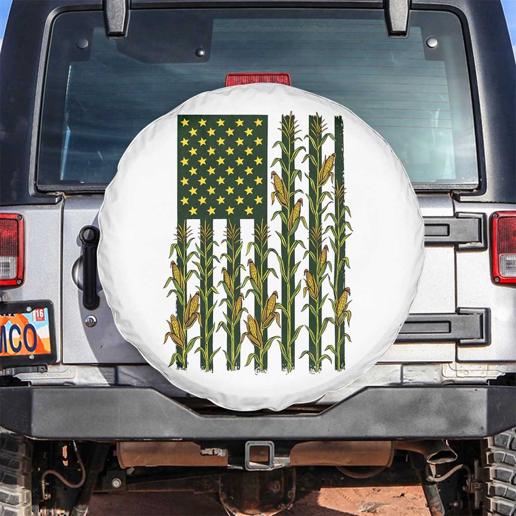 American Flag Corn Farmer Country Agriculture Spare Tire Cover Vintage Patriotic Harvest TS02 No hole White Print Your Wear