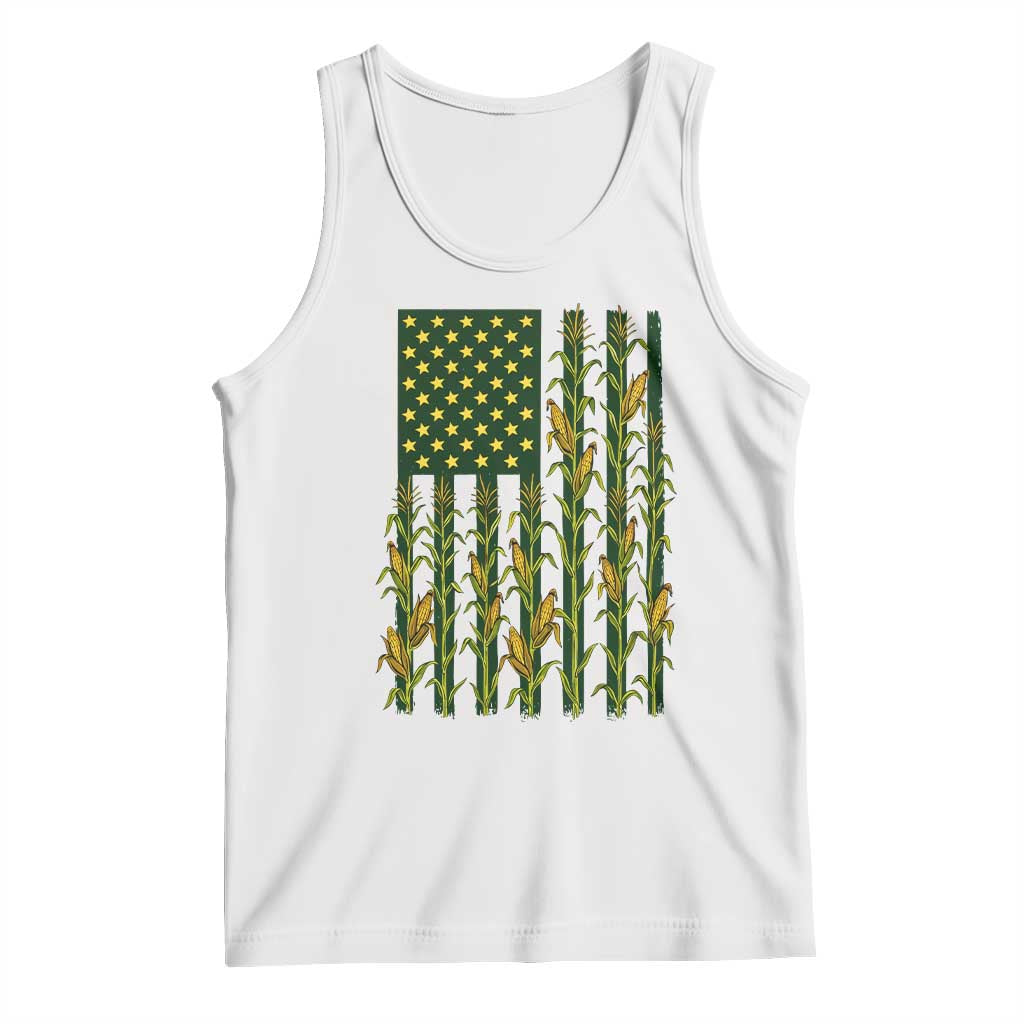 American Flag Corn Farmer Country Agriculture Tank Top Vintage Patriotic Harvest TS02 White Print Your Wear