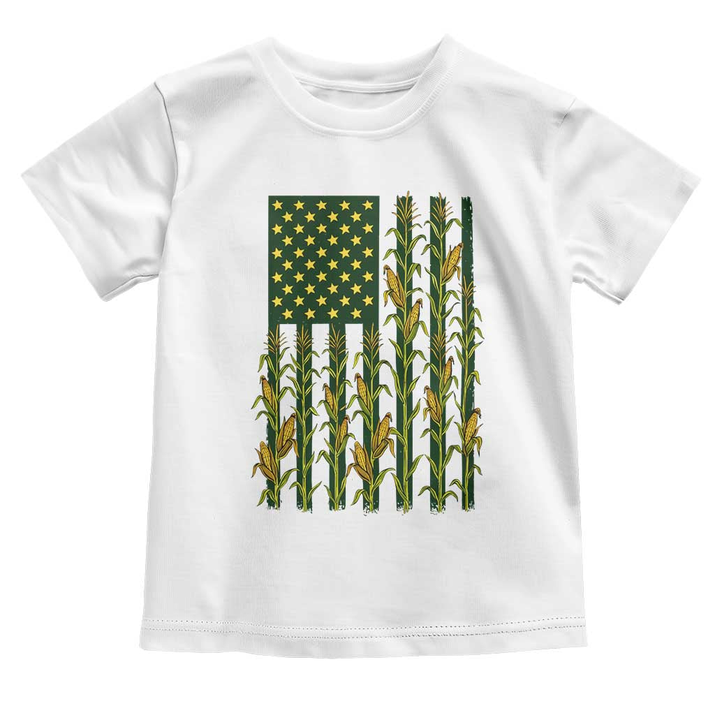 American Flag Corn Farmer Country Agriculture Toddler T Shirt Vintage Patriotic Harvest TS02 White Print Your Wear