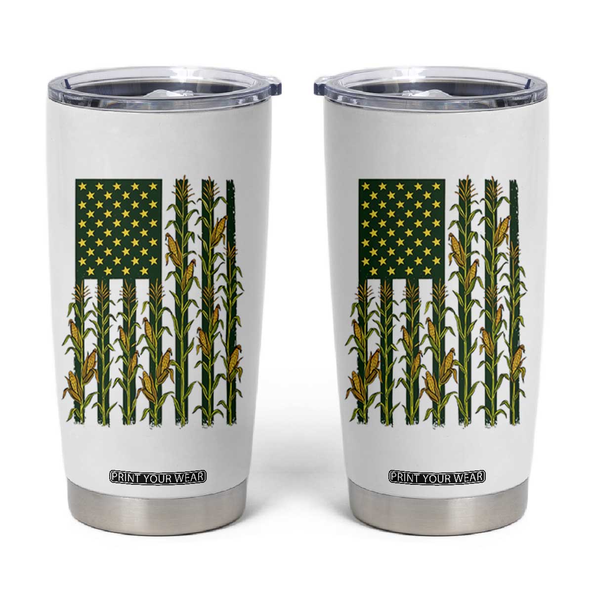 American Flag Corn Farmer Country Agriculture Tumbler Cup Vintage Patriotic Harvest