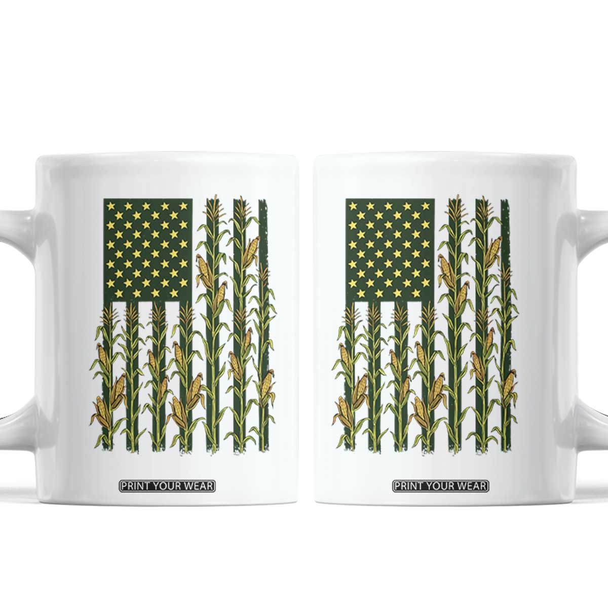 American Flag Corn Farmer Country Agriculture Coffee Mug Vintage Patriotic Harvest TS02 White Print Your Wear