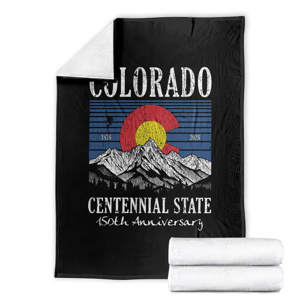 Colorado Centennial State 150th Anniversary Throw Blanket 1876 2026 Vintage Mountain Graphic TS02 Black Print Your Wear