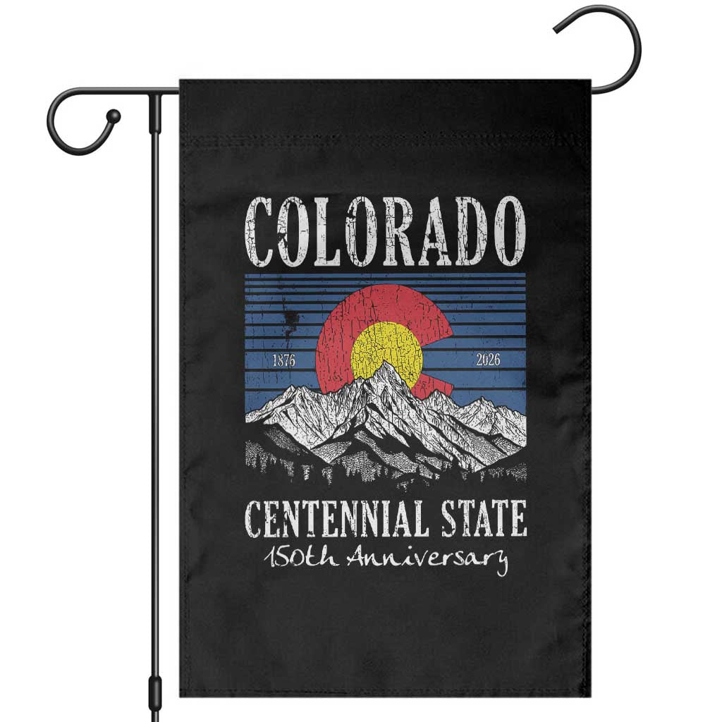 Colorado Centennial State 150th Anniversary Garden Flag 1876 2026 Vintage Mountain Graphic TS02 Black Print Your Wear