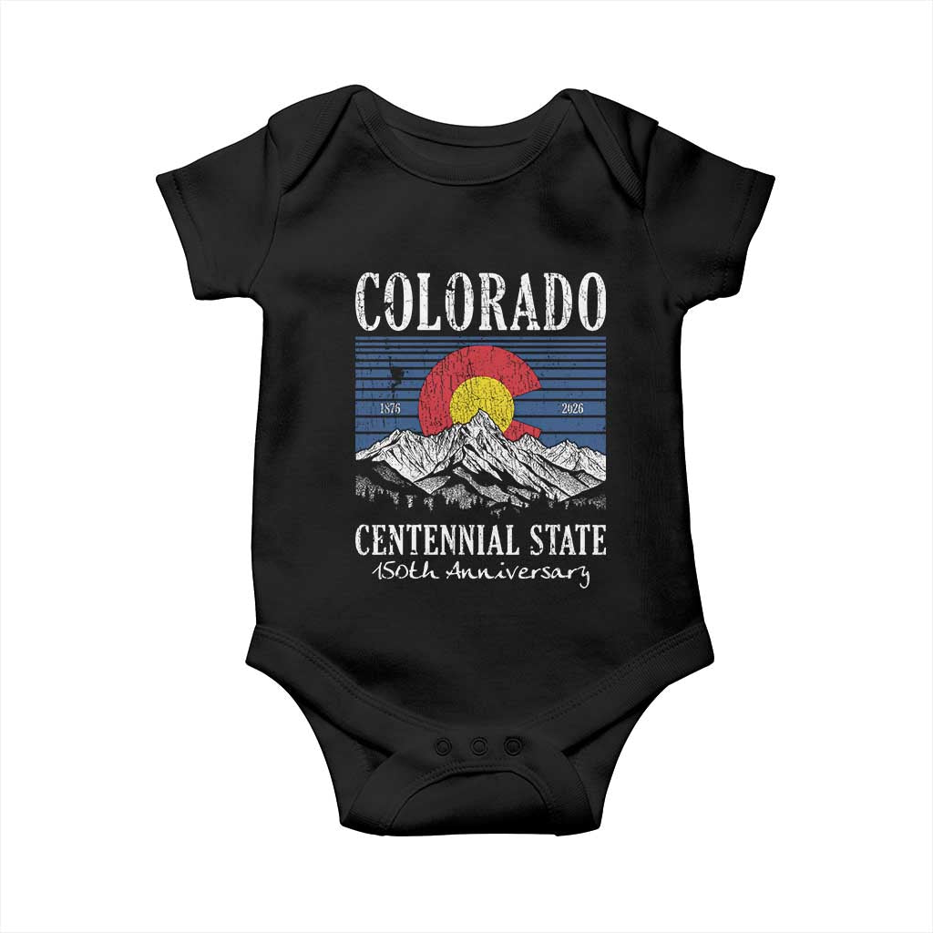 Colorado Centennial State 150th Anniversary Baby Onesie 1876 2026 Vintage Mountain Graphic TS02 Black Print Your Wear