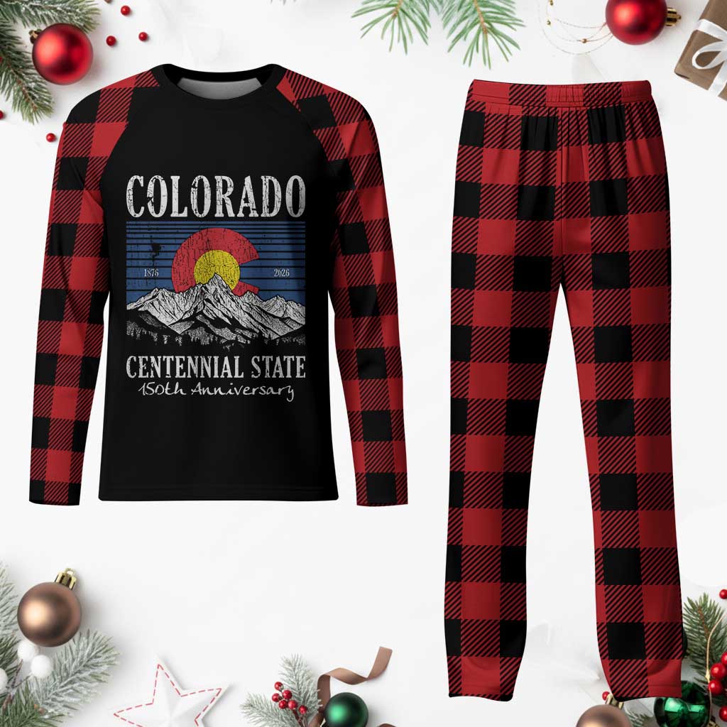 Colorado Centennial State 150th Anniversary Plaid Pajama Set 1876 2026 Vintage Mountain Graphic TS02 Buffalo Plaid Print Your Wear