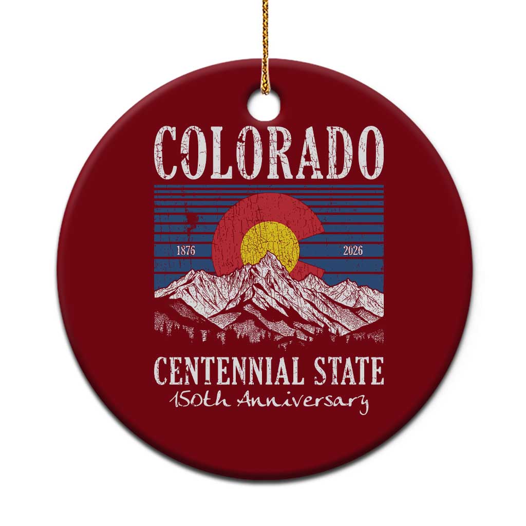 Colorado Centennial State 150th Anniversary Ceramic Ornament 1876 2026 Vintage Mountain Graphic TS02 1pc Red Print Your Wear