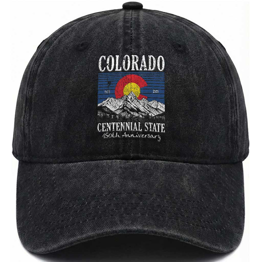 Colorado Centennial State 150th Anniversary Washed Cotton Baseball Cap 1876 2026 Vintage Mountain Graphic TS02 Print Your Wear