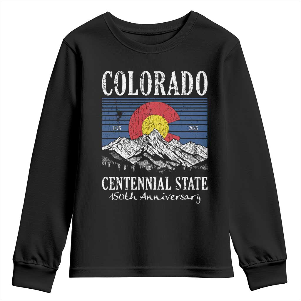 Colorado Centennial State 150th Anniversary Youth Sweatshirt 1876 2026 Vintage Mountain Graphic TS02 Black Print Your Wear