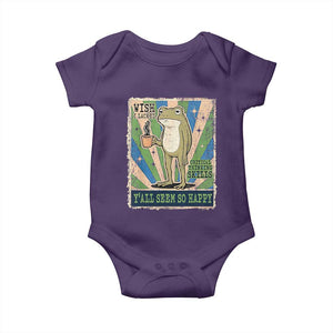 Vintage Frog Drinking Coffee Sarcastic Meme Baby Onesie Wish I Lacked Critical Thinking Skills You All Seem So Happy