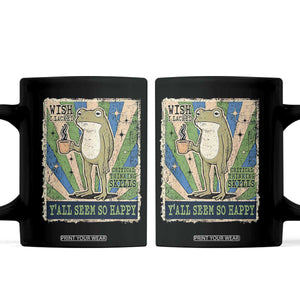 Vintage Frog Drinking Coffee Sarcastic Meme Coffee Mug Wish I Lacked Critical Thinking Skills You All Seem So Happy