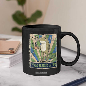 Vintage Frog Drinking Coffee Sarcastic Meme Coffee Mug Wish I Lacked Critical Thinking Skills You All Seem So Happy
