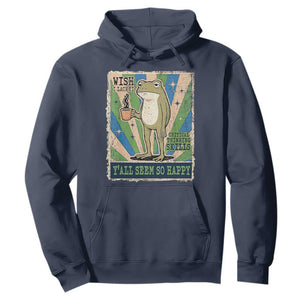 Vintage Frog Drinking Coffee Sarcastic Meme Hoodie Wish I Lacked Critical Thinking Skills You All Seem So Happy