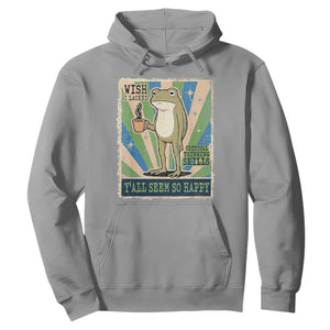 Vintage Frog Drinking Coffee Sarcastic Meme Hoodie Wish I Lacked Critical Thinking Skills You All Seem So Happy