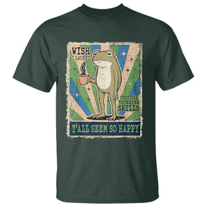 Vintage Frog Drinking Coffee Sarcastic Meme T Shirt Wish I Lacked Critical Thinking Skills You All Seem So Happy