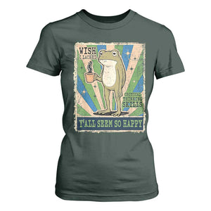 Vintage Frog Drinking Coffee Sarcastic Meme T Shirt For Women Wish I Lacked Critical Thinking Skills You All Seem So Happy