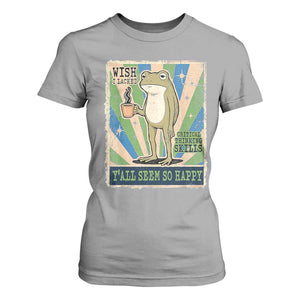 Vintage Frog Drinking Coffee Sarcastic Meme T Shirt For Women Wish I Lacked Critical Thinking Skills You All Seem So Happy