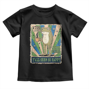Vintage Frog Drinking Coffee Sarcastic Meme Toddler T Shirt Wish I Lacked Critical Thinking Skills You All Seem So Happy