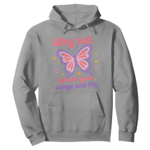 Retro Y2K Groovy Pink Butterfly Inspirational Hoodie Why Not Spread Your Wings And Fly Female Empowerment