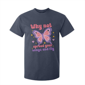 Retro Y2K Groovy Pink Butterfly Inspirational T Shirt For Kid Why Not Spread Your Wings And Fly Female Empowerment