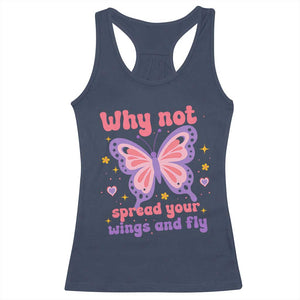 Retro Y2K Groovy Pink Butterfly Inspirational Racerback Tank Top Why Not Spread Your Wings And Fly Female Empowerment