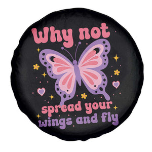 Retro Y2K Groovy Pink Butterfly Inspirational Spare Tire Cover Why Not Spread Your Wings And Fly Female Empowerment