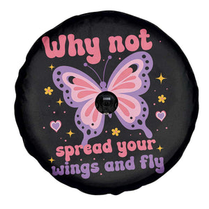 Retro Y2K Groovy Pink Butterfly Inspirational Spare Tire Cover Why Not Spread Your Wings And Fly Female Empowerment