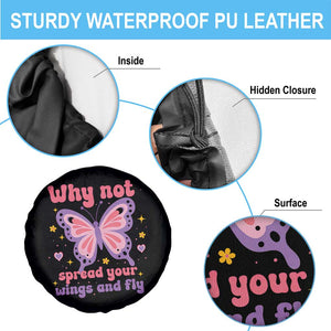 Retro Y2K Groovy Pink Butterfly Inspirational Spare Tire Cover Why Not Spread Your Wings And Fly Female Empowerment