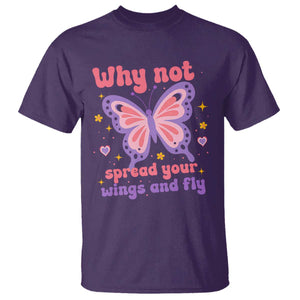 Retro Y2K Groovy Pink Butterfly Inspirational T Shirt Why Not Spread Your Wings And Fly Female Empowerment