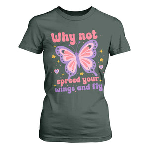 Retro Y2K Groovy Pink Butterfly Inspirational T Shirt For Women Why Not Spread Your Wings And Fly Female Empowerment