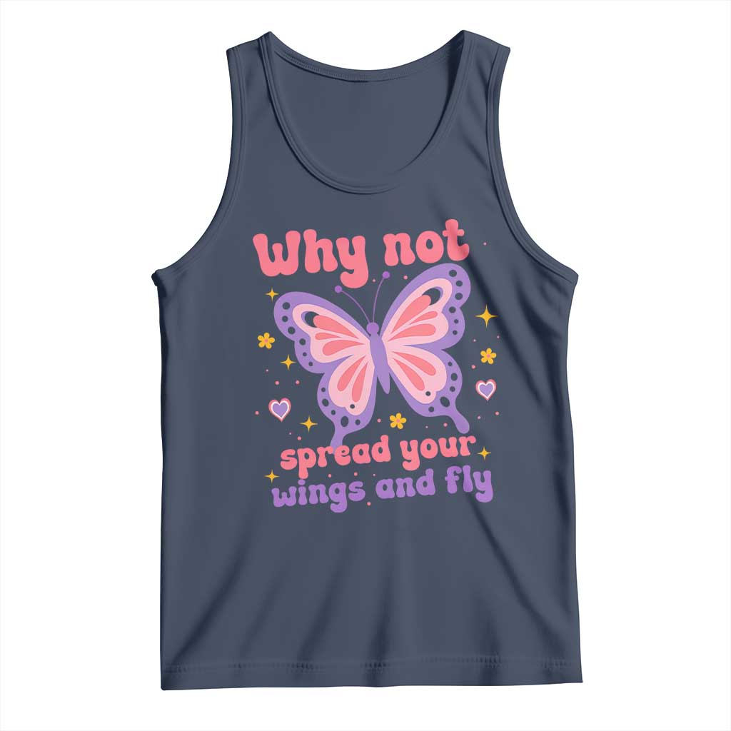 Retro Y2K Groovy Pink Butterfly Inspirational Tank Top Why Not Spread Your Wings And Fly Female Empowerment