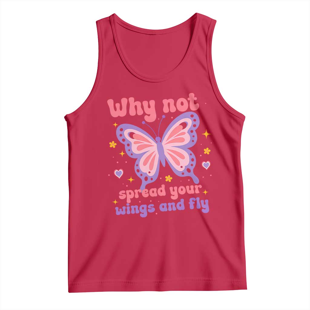 Retro Y2K Groovy Pink Butterfly Inspirational Tank Top Why Not Spread Your Wings And Fly Female Empowerment