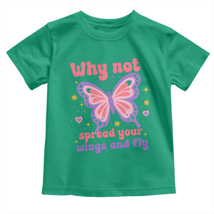 Retro Y2K Groovy Pink Butterfly Inspirational Toddler T Shirt Why Not Spread Your Wings And Fly Female Empowerment