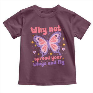 Retro Y2K Groovy Pink Butterfly Inspirational Toddler T Shirt Why Not Spread Your Wings And Fly Female Empowerment