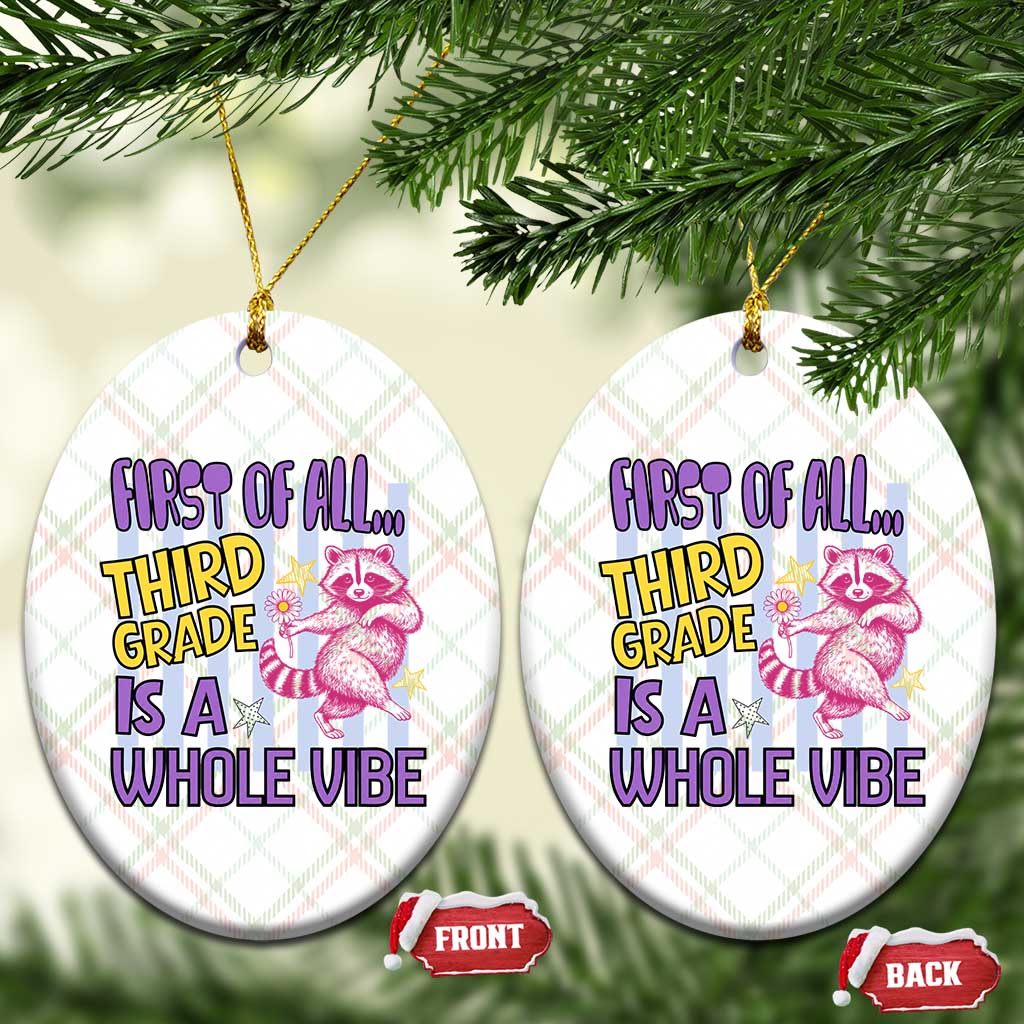 Cute Raccoon 3rd Grade Student Teacher Preppy Style Ceramic Ornament First of All Third Grade Is A Whole Vibe Back To School