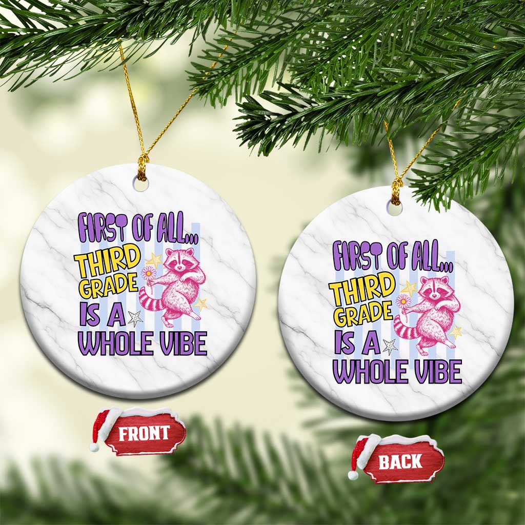 Cute Raccoon 3rd Grade Student Teacher Preppy Style Ceramic Ornament First of All Third Grade Is A Whole Vibe Back To School TS02 1pc White Marble Print Your Wear