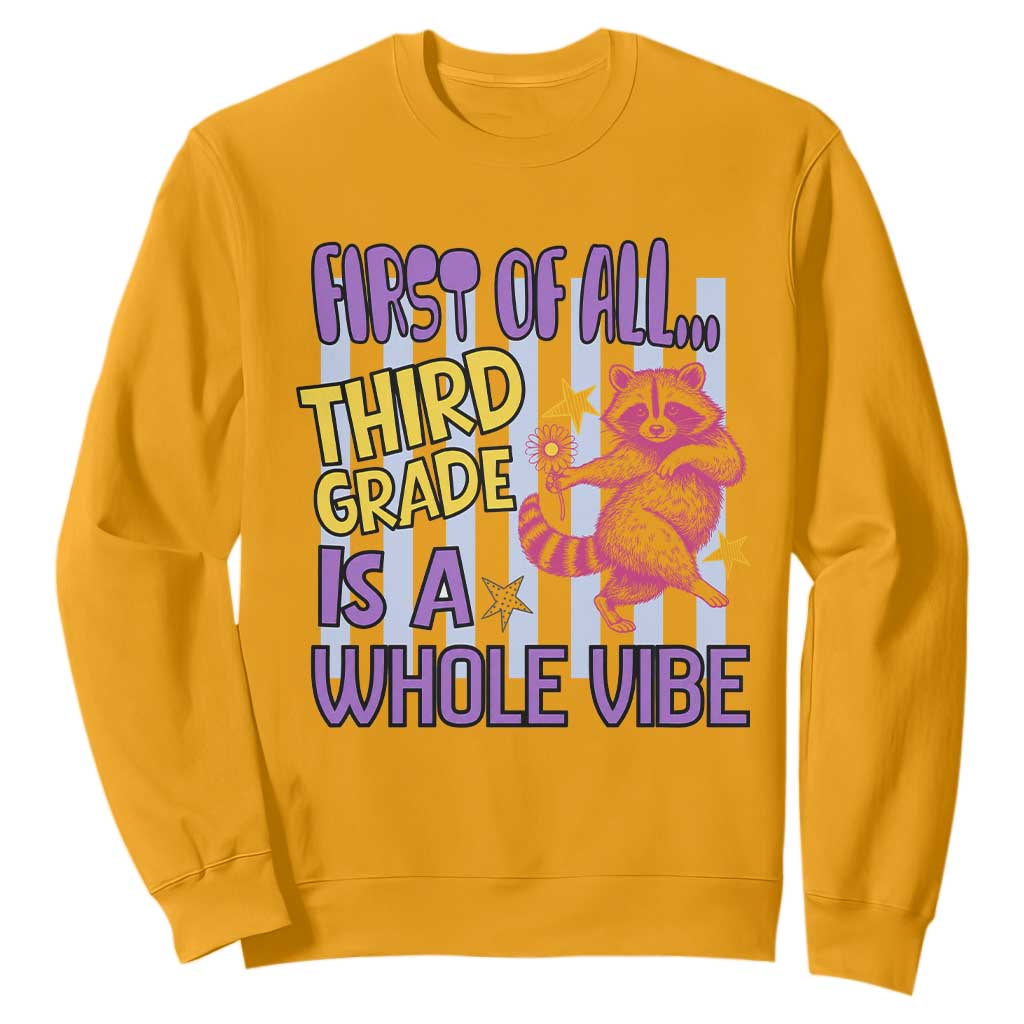 Cute Raccoon 3rd Grade Student Teacher Preppy Style Sweatshirt First of All Third Grade Is A Whole Vibe Back To School