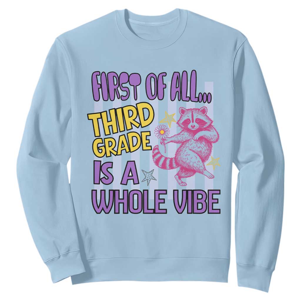 Cute Raccoon 3rd Grade Student Teacher Preppy Style Sweatshirt First of All Third Grade Is A Whole Vibe Back To School