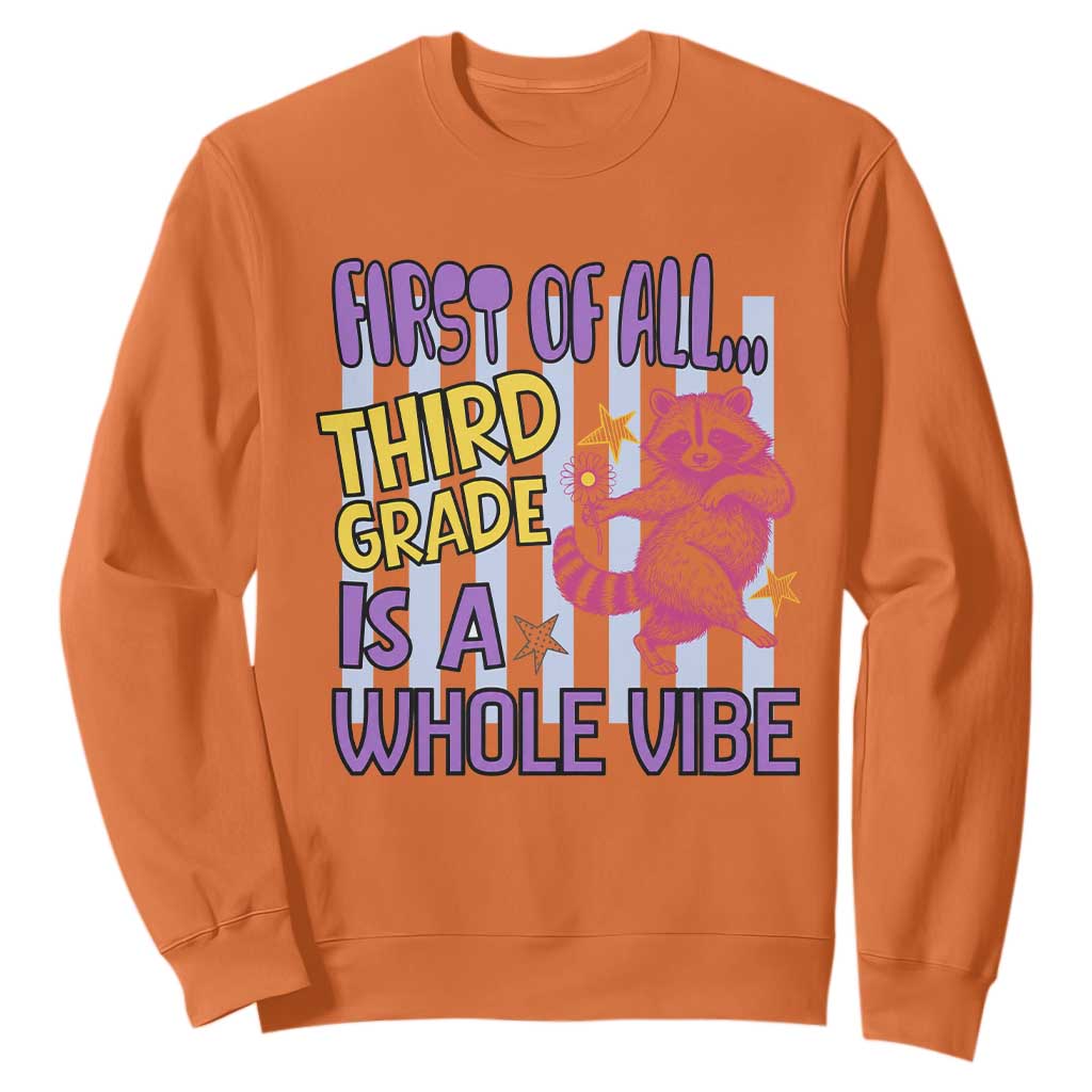 Cute Raccoon 3rd Grade Student Teacher Preppy Style Sweatshirt First of All Third Grade Is A Whole Vibe Back To School