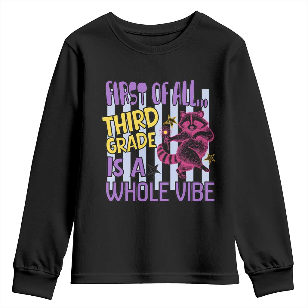 Cute Raccoon 3rd Grade Student Teacher Preppy Style Youth Sweatshirt First of All Third Grade Is A Whole Vibe Back To School