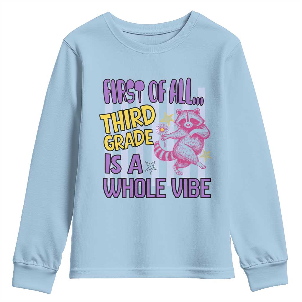 Cute Raccoon 3rd Grade Student Teacher Preppy Style Youth Sweatshirt First of All Third Grade Is A Whole Vibe Back To School