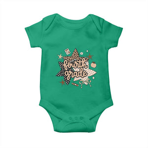 Fourth Grade Leopard Checkered Star Coquette Baby Onesie Cute 4th Grade Girl Back to School Gift
