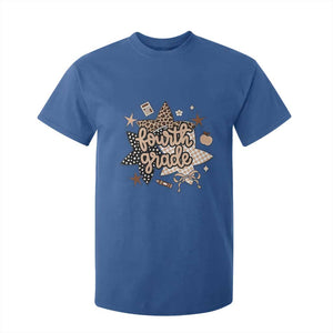 Fourth Grade Leopard Checkered Star Coquette T Shirt For Kid Cute 4th Grade Girl Back to School Gift