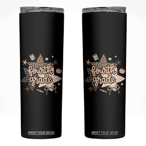 Fourth Grade Leopard Checkered Star Coquette Skinny Tumbler Cute 4th Grade Girl Back to School Gift