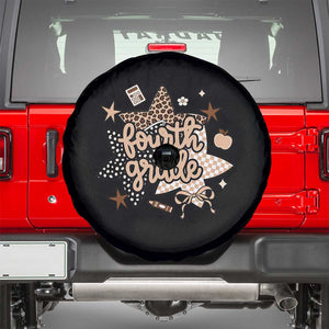 Fourth Grade Leopard Checkered Star Coquette Spare Tire Cover Cute 4th Grade Girl Back to School Gift