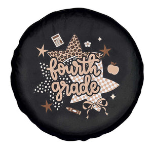Fourth Grade Leopard Checkered Star Coquette Spare Tire Cover Cute 4th Grade Girl Back to School Gift